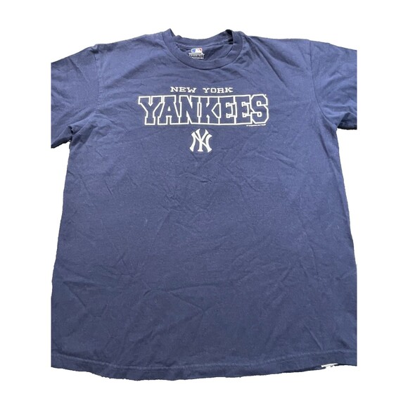 NY Yankees Shirt Mens Large Embroidered MLB Genuine Merch Blue Lg - Picture 1 of 14